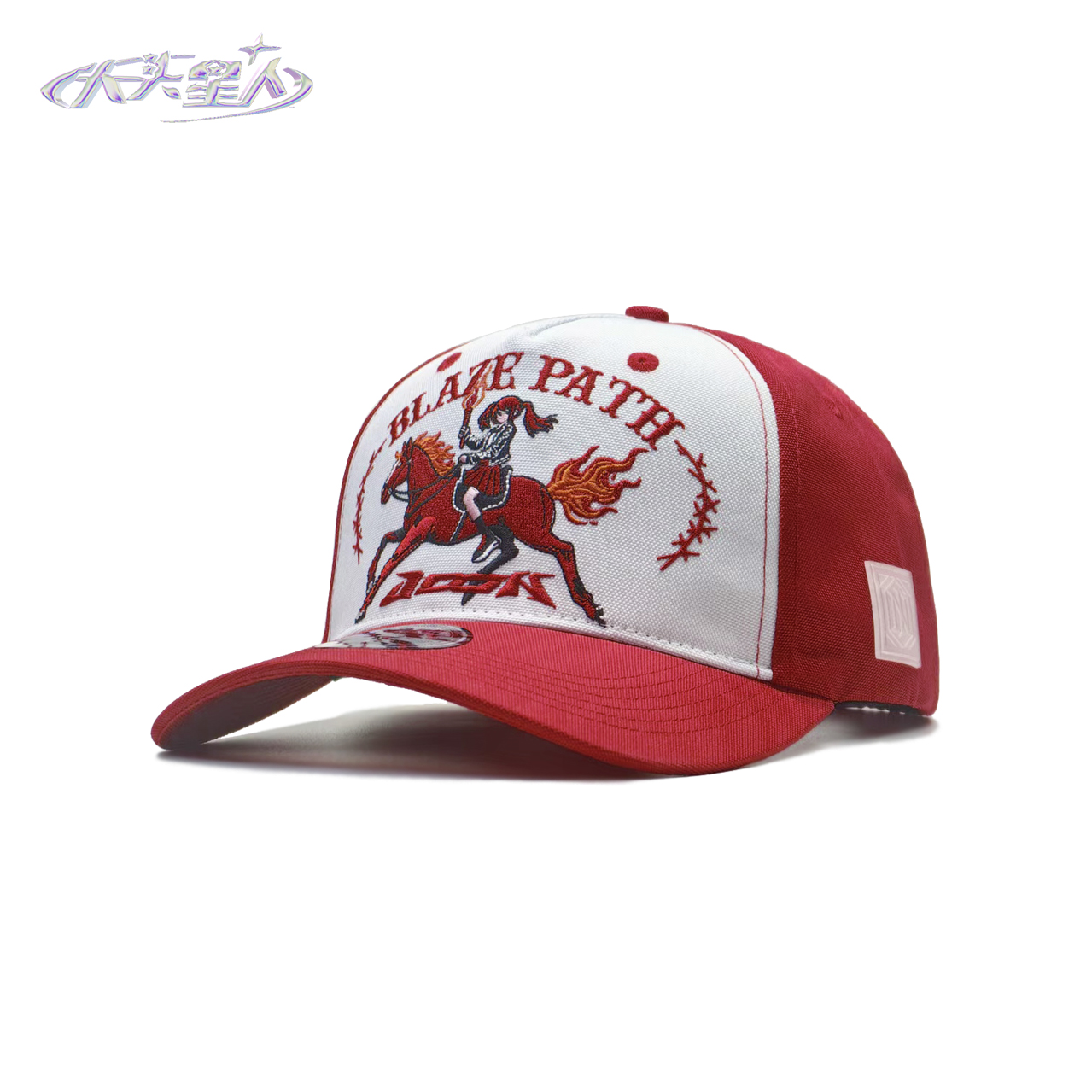 大头星人JOON火把少女红撞色加宽檐高硬顶棒球鸭舌帽加大码原创潮