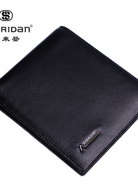 喜来登横款钱包头层牛皮黑色 NL161011S-L89商务潮流男款卡位短款