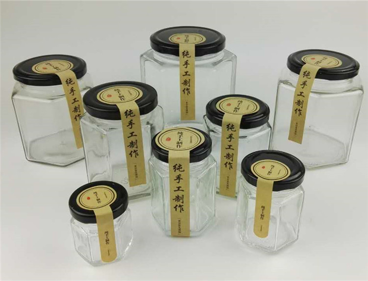 透明六棱玻璃瓶蜂蜜包装瓶密封罐果酱瓶子燕窝瓶酱菜瓶罐头瓶带盖