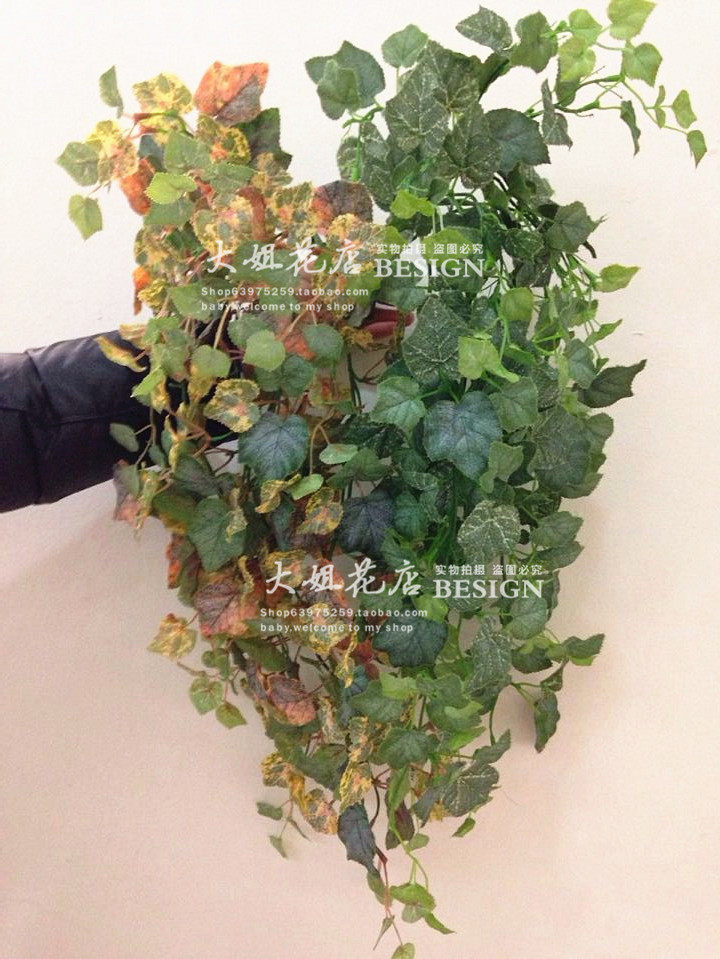 高档【仿真提子叶藤】仿真花叶子长春藤蔓装饰绿色植物墙素材