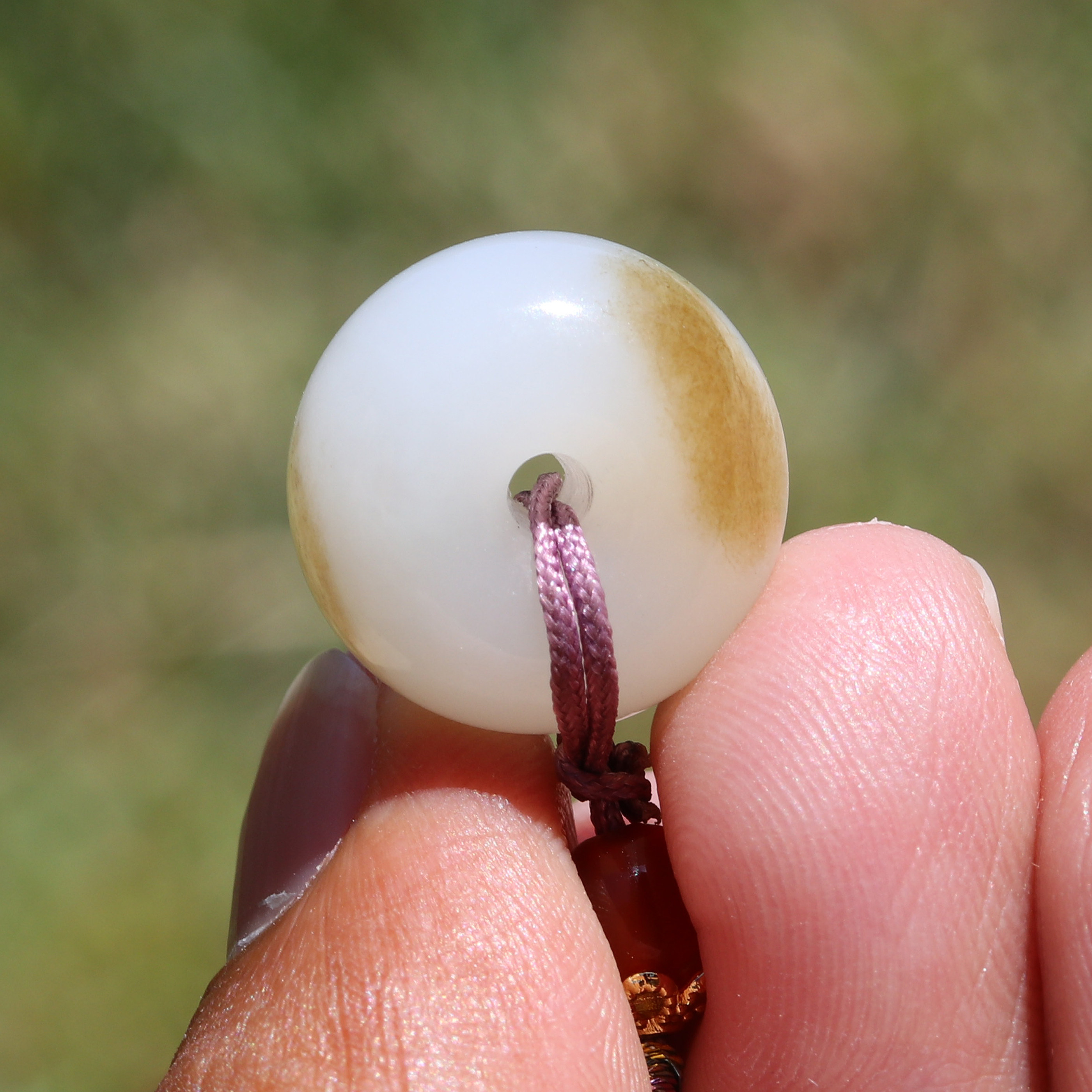 【小胡子玉器】和田玉 且末糖白 羊脂玉 17mm 平安扣面包扣