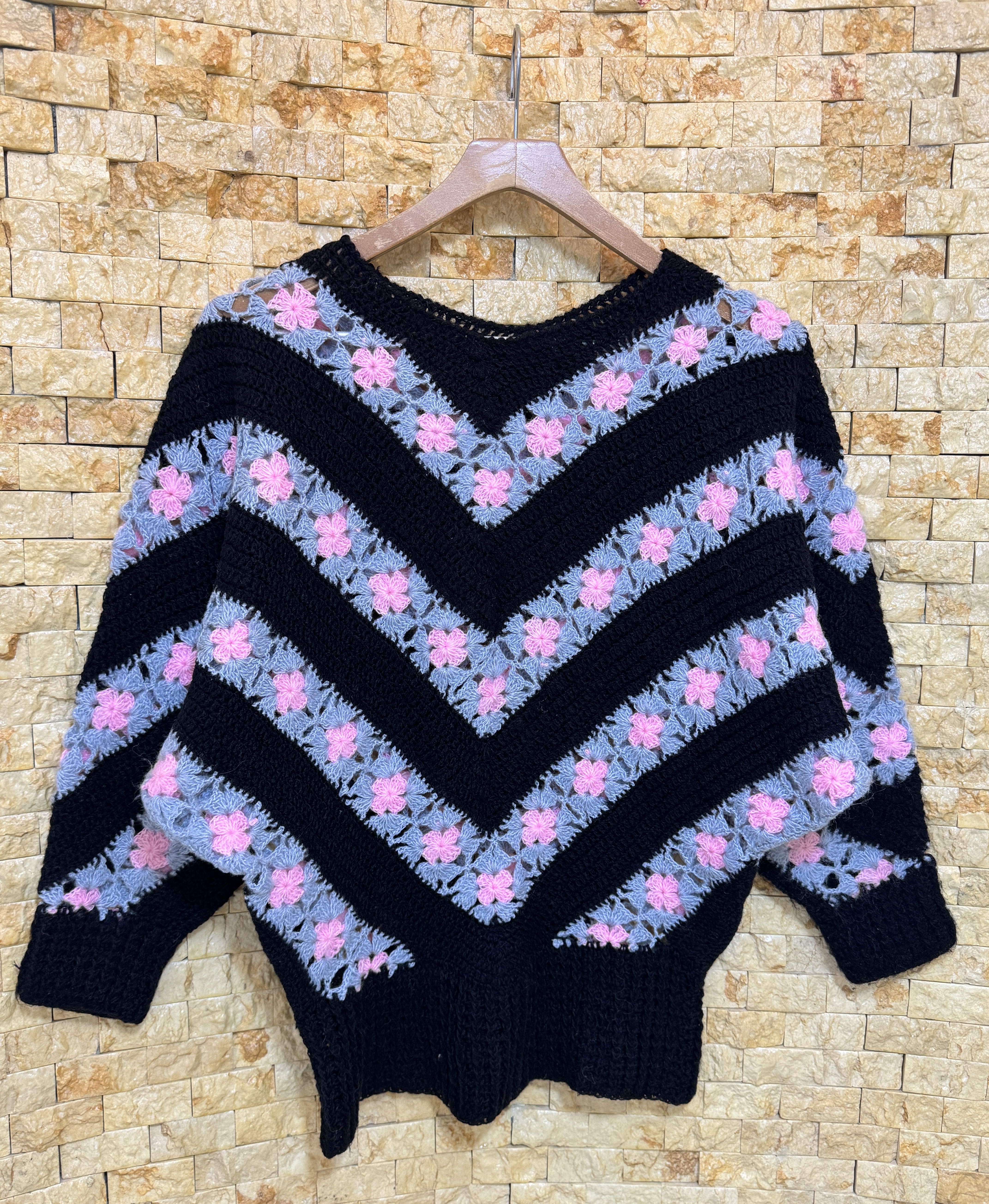 古着vintage孤品日系复古森系手工编织钩花羊毛马海毛毛衣针织衫