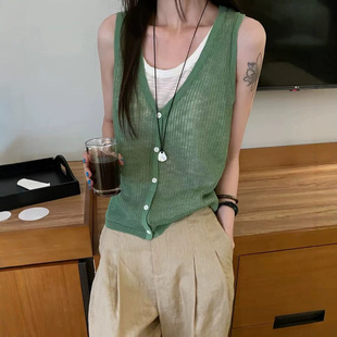2026设计感漂亮假两件针织背心女夏季外穿薄款小众不撞款无袖上衣