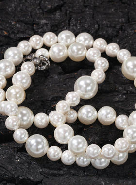 欧美嘻哈简约珍珠项链6mm8mm10mm大小混珠男女百搭多尺寸锁骨链