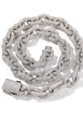 锁扣铜镶锆石嘻哈项链