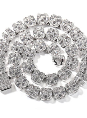 铜镶锆石十字型冰糖项链