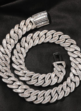 锆石古巴链男女嘻哈项链粗