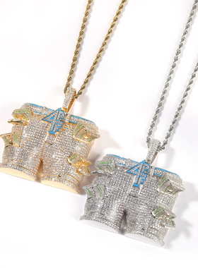 嘻哈古萌新款美金4pf吊坠项链