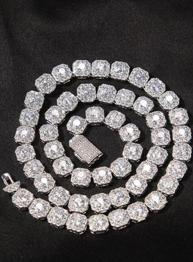 小鬼王琳凯同款时尚嘻哈个性锁骨链方形锆石冰糖链潮流情侣款项链