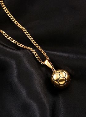 欧美嘻哈镀金实心吊坠百搭款项链