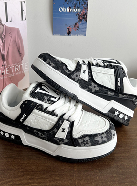 黑色鞋子女鞋百搭学生小白鞋新款 夏季透气情侣增高休闲板鞋男潮