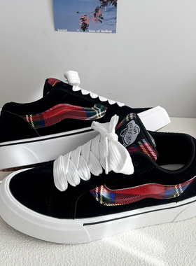 夏季休闲板鞋男情侣运动鞋透气 新款厚底帆布鞋女款黑色鞋子女鞋