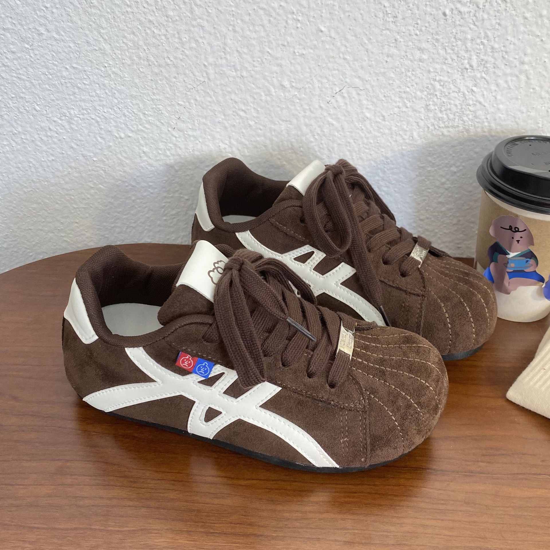 棕色鞋子女鞋冬天增高二棉鞋保暖百搭新款加绒板鞋女款德训鞋加厚