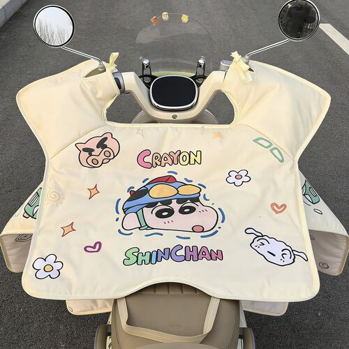 蜡笔小新电动车挡风被四季通用双面防水2026新款春夏季防晒防风