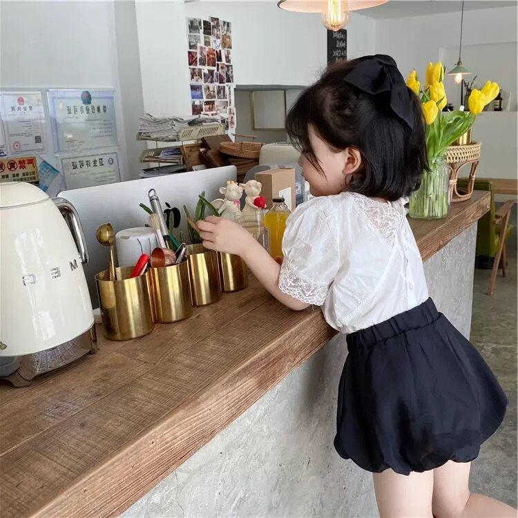 女童白色短裤夏季外穿2026新款夏装大童女孩薄款花苞裤裙儿童裤子