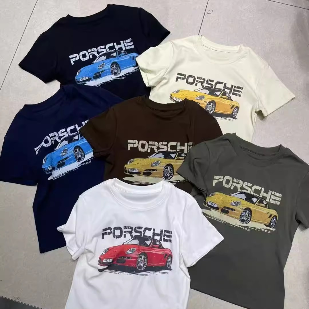 MORE有熊正品创意欧美风印花小个穿搭减龄汽车圆领短袖体恤衫上衣