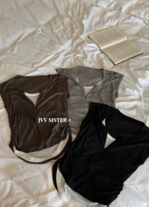 JVV SISTER简约V领无袖假两件背心夏季小众百搭纯棉外穿吊带上衣