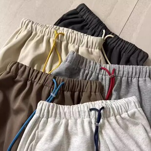 束脚长裤 女 舒适显瘦糖果色减龄撞色弯刀阔腿卫裤 简单又高级秋冬季