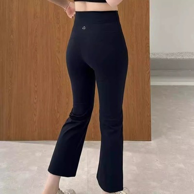 薄JVV SISTER高腰显瘦紧身弹力七分裤女夏季百搭烟管裤黑色瑜伽裤