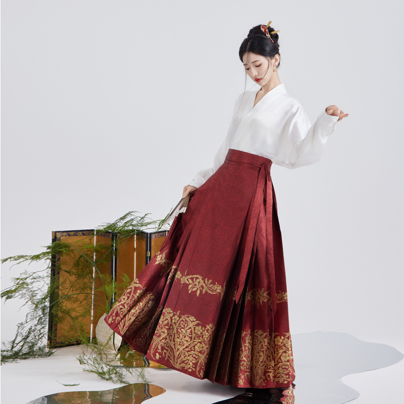 国风原创织金马面裙新中式汉服春