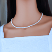 苡珊天然珍珠项链淡水无核强光正圆经典 款 精致高品质礼物