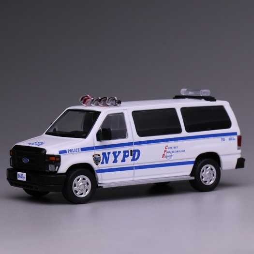 596 model 1:64福特E系列NYPD纽约警察局黑色便衣面包车合金车模