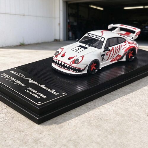 MC 1/64 保时捷RWB993 High Wing高翼白色/红骨龙涂装 合金车模型