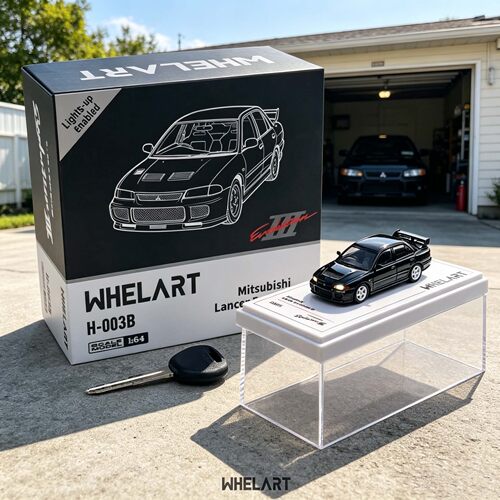 WHELART 轮艺 1：64 三菱EVO 黑色 带钥匙灯光功能 合金汽车模型