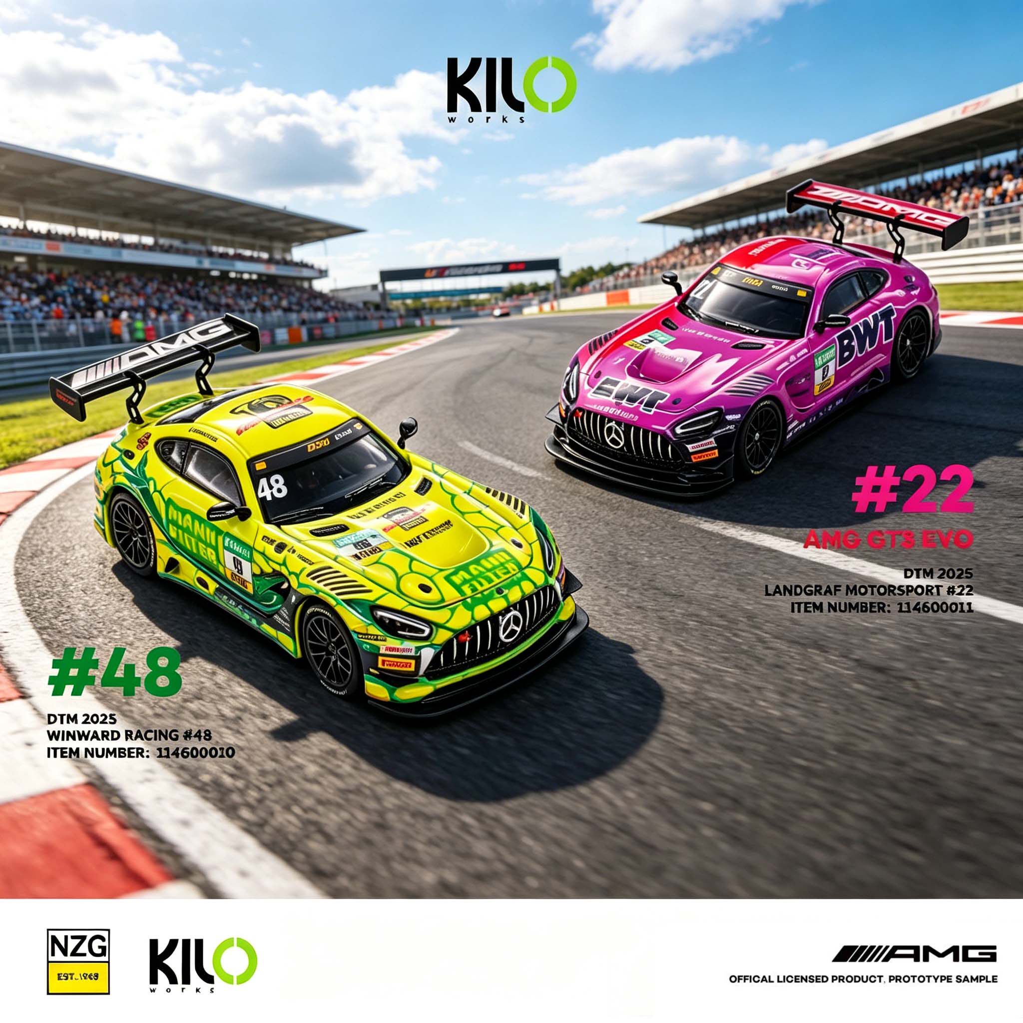 KILO 1:64 奔驰AMG GT3 粉红双拼 蟒纹涂装 合金汽车模型