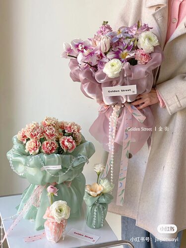 真丝布艺鲜花花束康乃馨花束