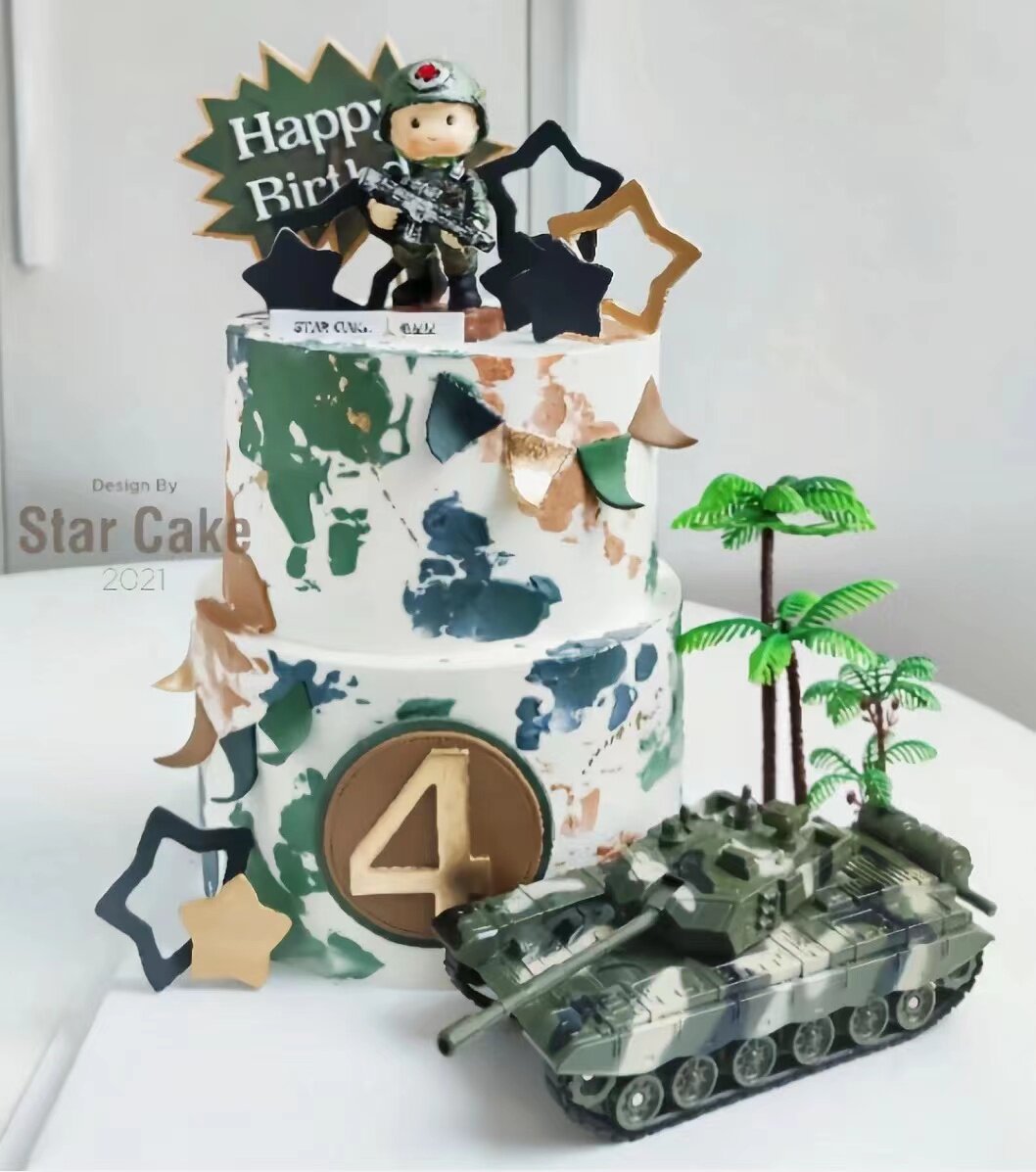 烘焙蛋糕装饰士兵特种兵吃鸡摆件战斗机航母潜艇坦克小树装扮摆件