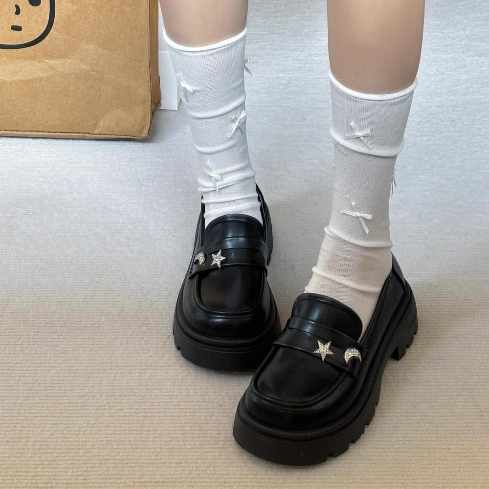 小皮鞋2025新款高级感百搭星星与月亮气质jk单鞋配裙子厚底乐福鞋,女鞋,乐福鞋（豆豆鞋）,淘宝优惠券,粉丝福利购,淘宝优惠卷