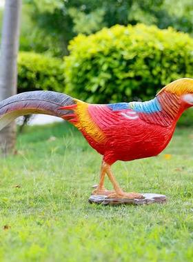 仿真鸟类红腹锦鸡雕塑摆件花园庭院景区户外草坪园林景观动物装饰