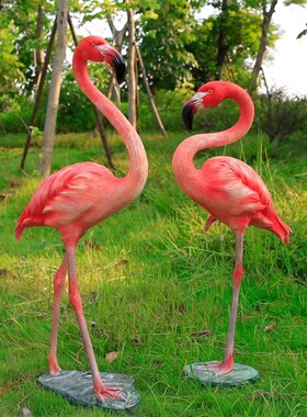 真火烈鸟摆件玻璃钢雕塑户外园林景观酒店民宿庭院橱窗水池装饰