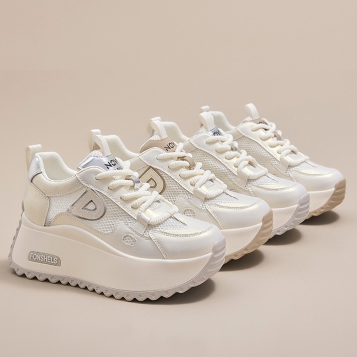 8厘米显脚小女式休闲单鞋2025新款厚底内增高老爹鞋子女鞋百搭