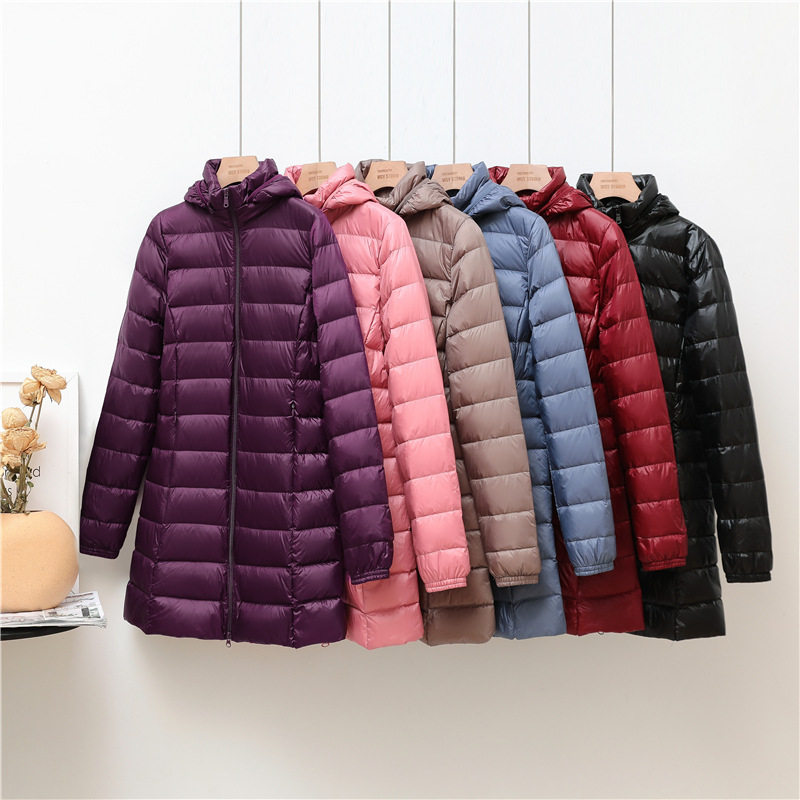 跨境TikTok加肥加大码羽绒服女中长款胖mm200斤中老年轻薄款特大