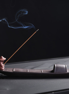 原创新品紫砂卧香线香插创意渔翁垂钓线香盒香插香座家居摆件批发