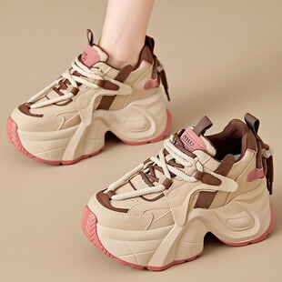 春季单鞋2024春款女鞋厚底内增高运动老爹鞋子女春夏季百搭温州鞋