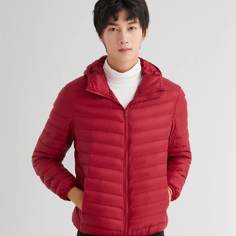 跨境TikTok轻薄款羽绒服男连帽90绒冬装外套加厚大码男装男式外套