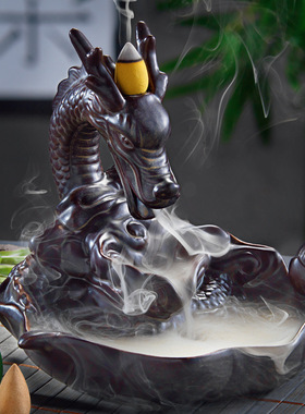 跨境wish亚马逊ebay爆款回流香炉 倒流鲤鱼化龙倒流香炉家居摆件