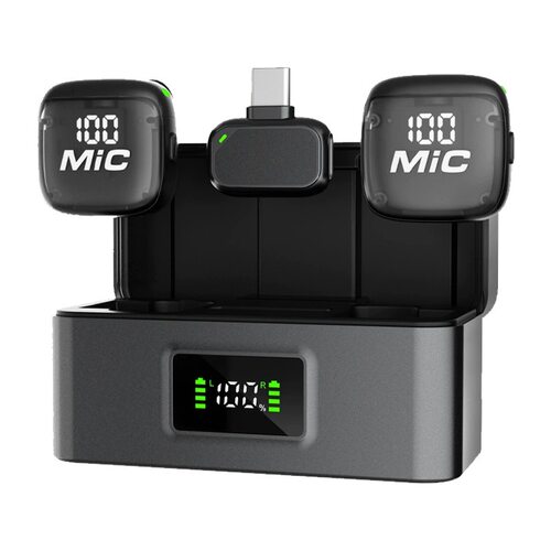 新款跨境Mic3无线领夹麦克风智能降噪混响电量数显户外视频直播麦
