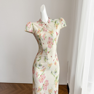 新中式国风改良旗袍连衣裙女夏季长裙别致独特设计感高端礼服裙子