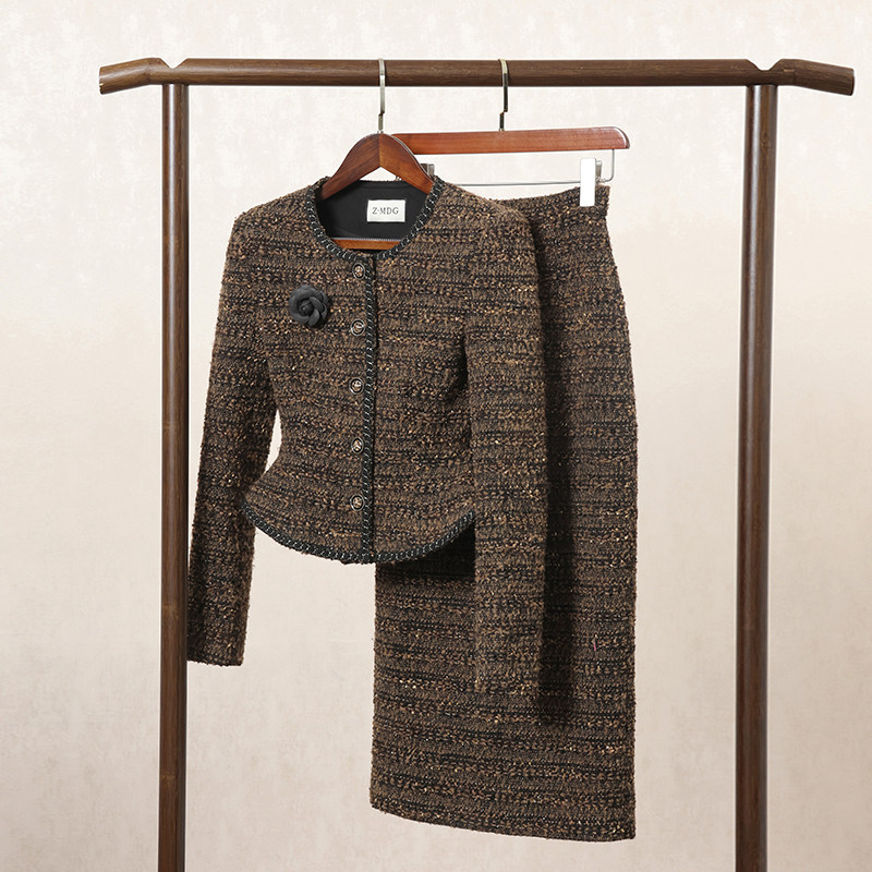 法式复古小香风套装女2025秋冬新款高端设计感外套显瘦长裙两件套