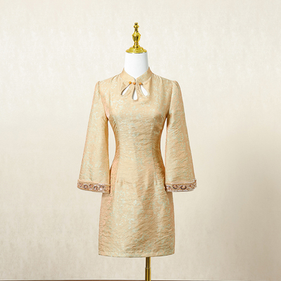 黄色新中式国风改良旗袍连衣裙