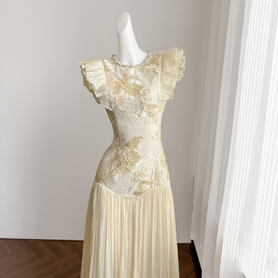 法式重工钉珠鱼尾连衣裙