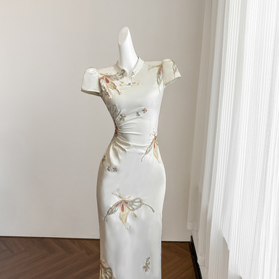 白色新中式国风改良旗袍连衣裙