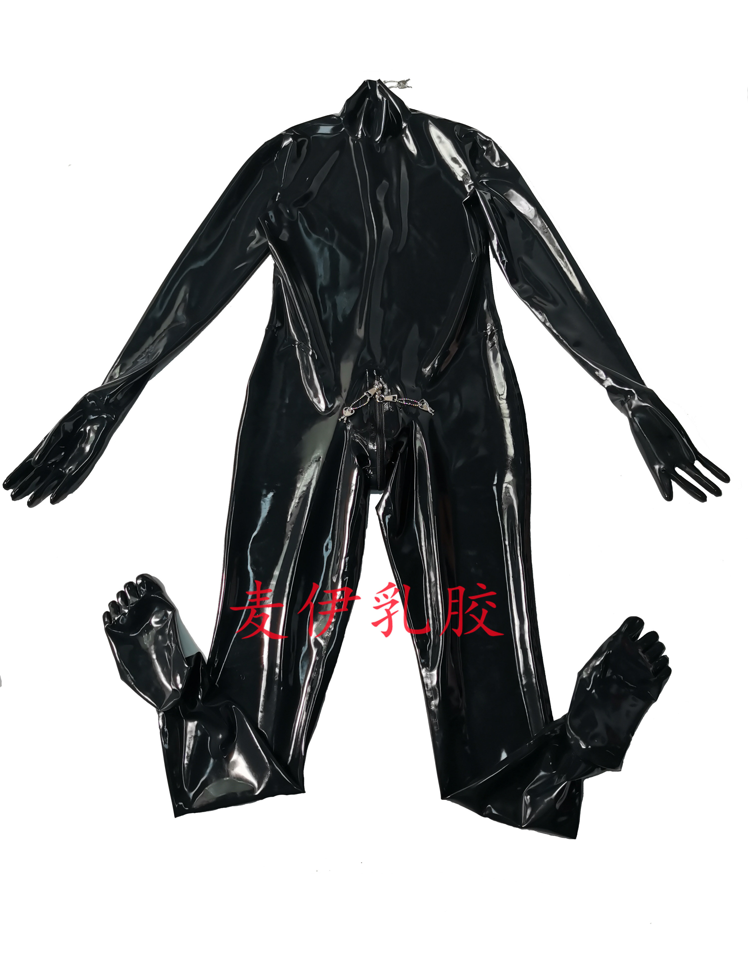 MY 乳胶衣 乳胶紧身衣乳胶连体衣包手五指袜 三个带锁拉头定制