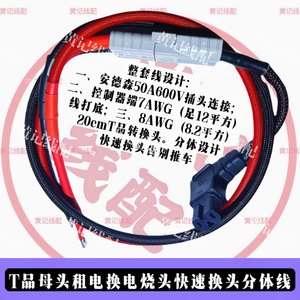 足12平方安德森50A灰头&T品母头租电换电快速换头分体线电源线