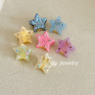 2U定制星星抓夹爱心镶钻小号发抓轻奢金属刘海碎发侧边夹少女发饰