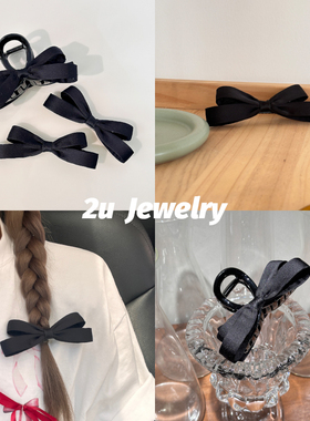 韩国ins新款黑色蝴蝶结布艺抓夹高级感气质女刘海碎发鸭嘴夹发饰